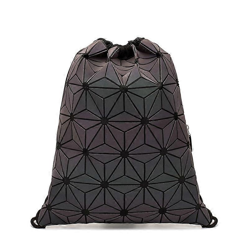 New Women Drawstring Backpacks Holographic Bagpack Female Luminous Geometric Backpack For Teenage Girls School Bag Beach Bao Bag