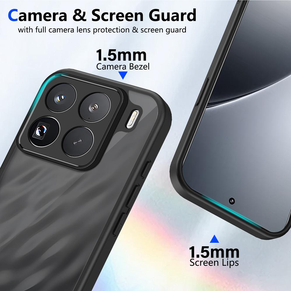 KEYSION Matte Translucent Black Phone Case for Xiaomi 15T 15T Pro 5G Soft Silicone+PC Clear Shockproof Cover for Xiaomi 15T Pro