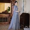 Blue evening dress dress women's   new light luxury niche guzheng performance suit host catwalk long dress