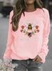 Women's Bee Pattern Round Neck Sweatshirt