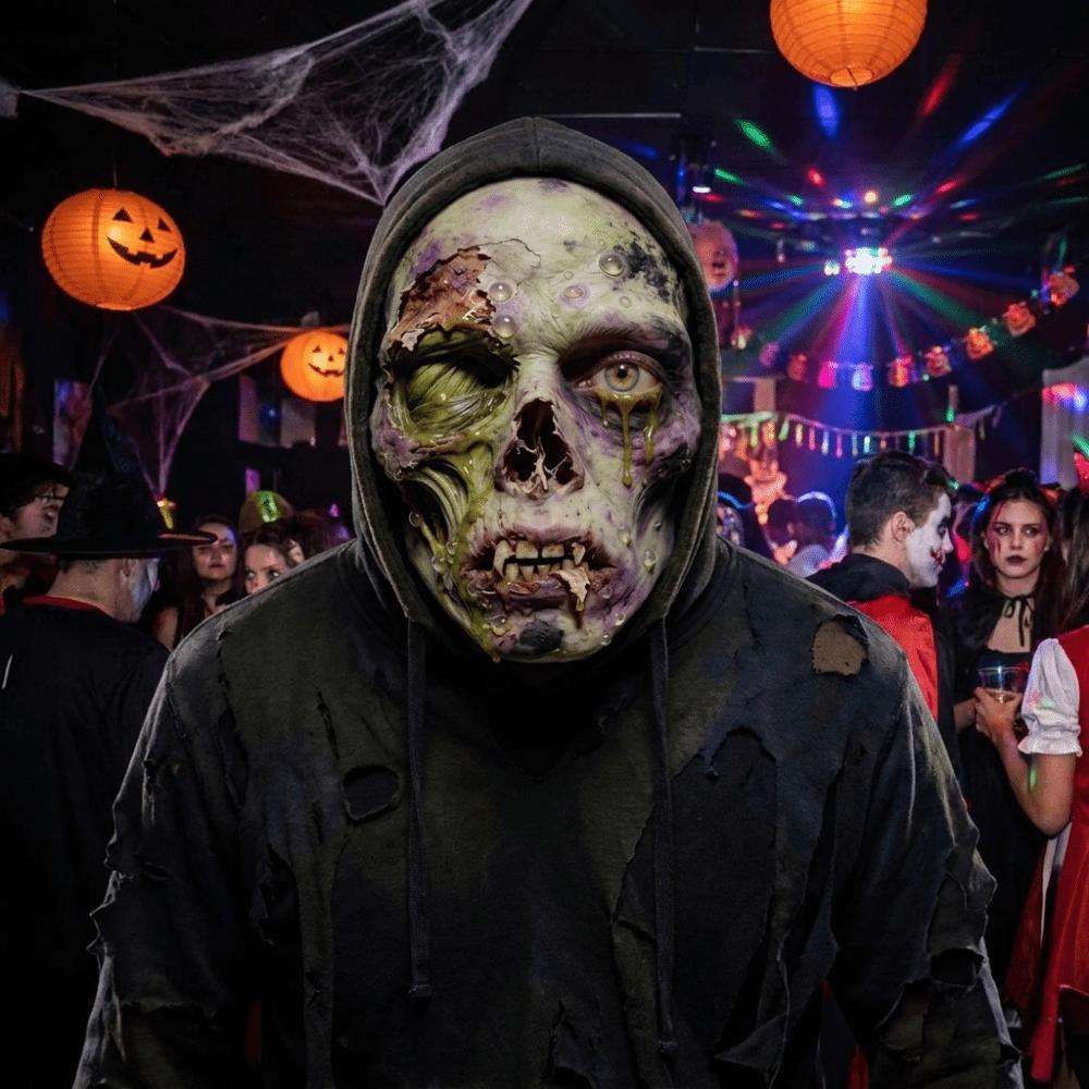 2D plochý tištěný celoobličejový síťovaný pokrývka hlavy Omyvatelná Halloweenská Cosplay maska Lebka Zombie maska Žert