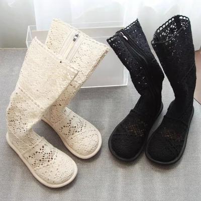 2025 European and American New Spring/summer Flat Heel Short Boots Flat Bottomed Hollow Mesh Boots Women's Cool Boots