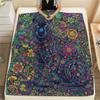 1Pc Mandalapainting Print Flannel Blanket, High Quality Comfortable for All Seasons, Home Decor, Warmth and Comfort, Perfect for Christmas Gifts