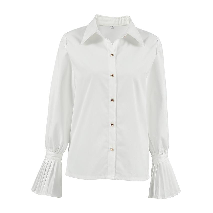 Elegant court French shirt 1116 spring new design ruffle edge white shirt commuter professional women's clothing