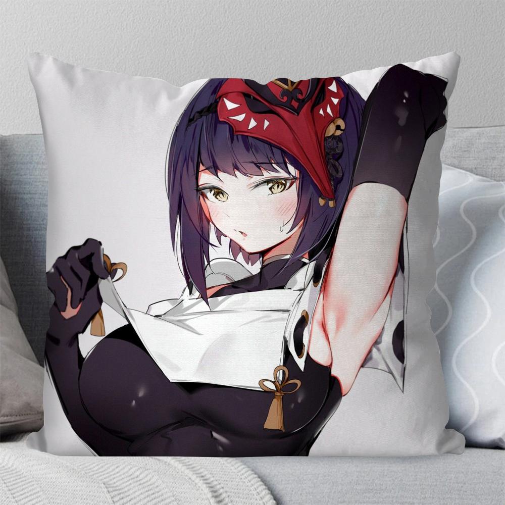 Kujo Sara Animation G-Genshin I-Impact Pillow Case Square Pillow Bedroom Sofa Leisure Comfort Living Room Home Decoration 40X40