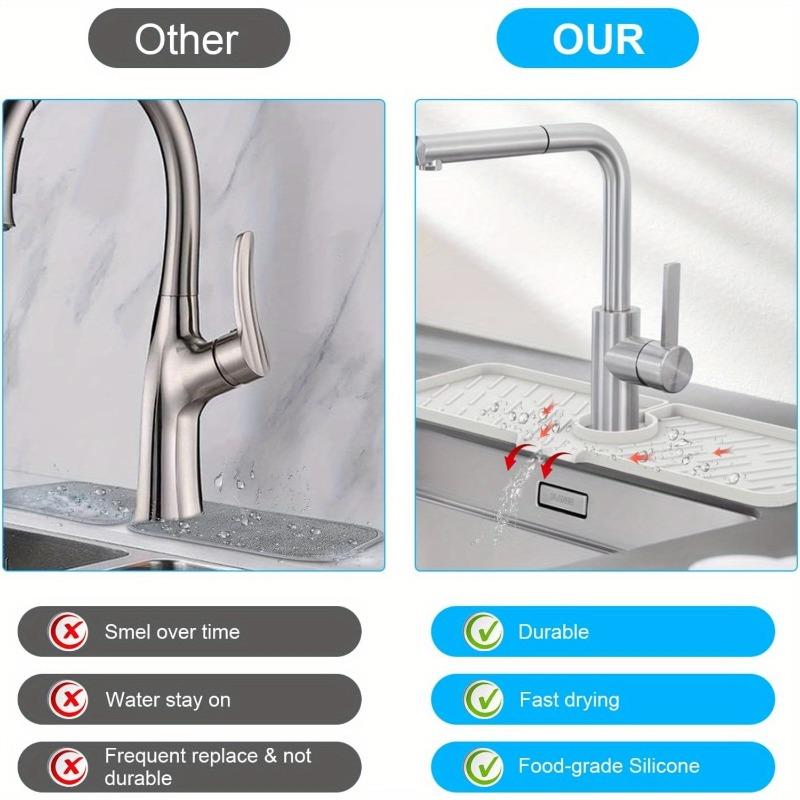 Silicone Faucet Mat Kitchen Sink Tray Soap Dispenser Sponge Drain Pad Sink SplashDrying Mat Countertop Storage Tray SoapTray