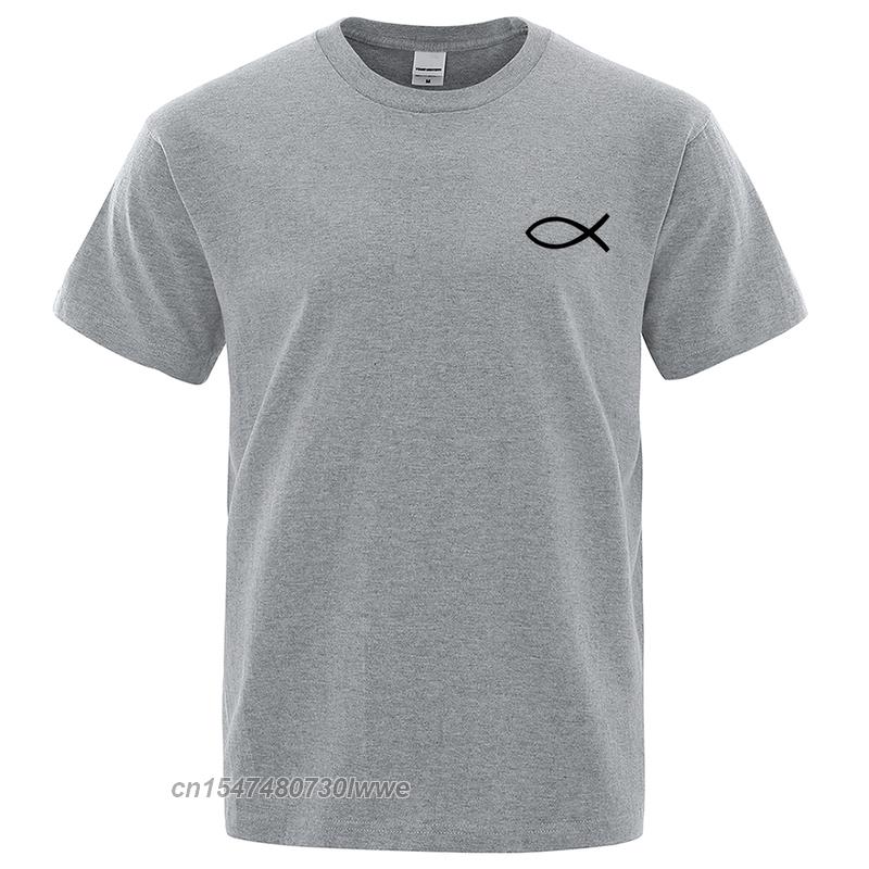 New T Shirt Unisexs Brand Tees Boys Male TShirt Tops Christian Jesus Fish High Quality Brand Unisex Tshirt