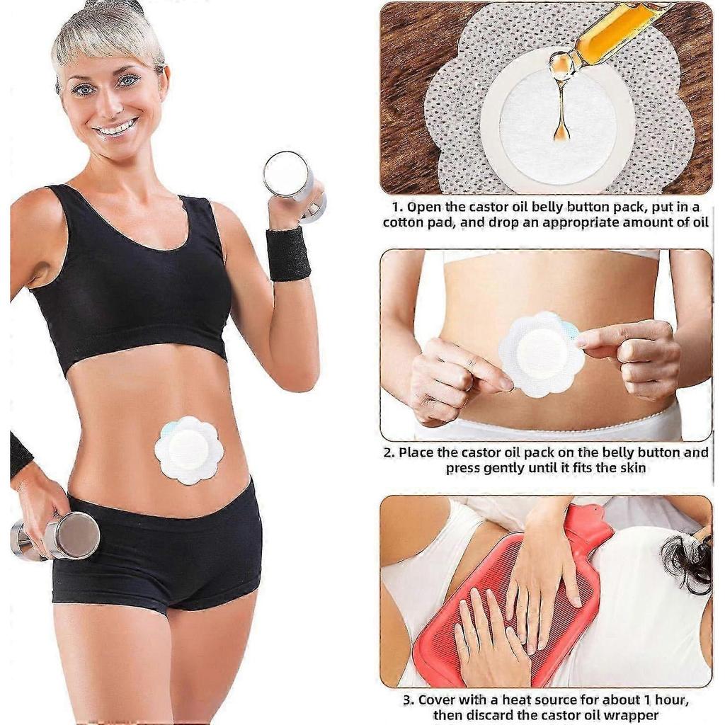 2025 Latest Model 100pcs Castor Oil Pack Wrap for Belly Button, Disposable