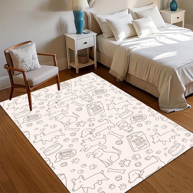

Pink Carpet Minimalist Dog Doodle Living Room Area Rugs Non-Slip Washable Floor Mat Soft Rugs for Bedroom Home Alfombra Gift 40x60CM
