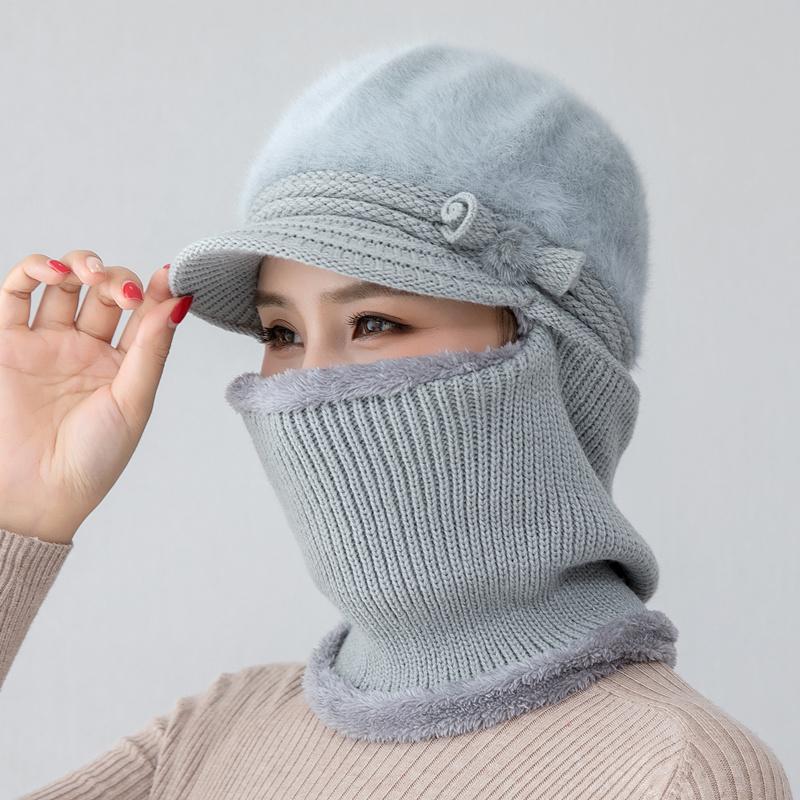 New Female Winter Hats Fur Lined Keep Warm Hats For Women Windproof Coldproof Thicken Balaclava Cap