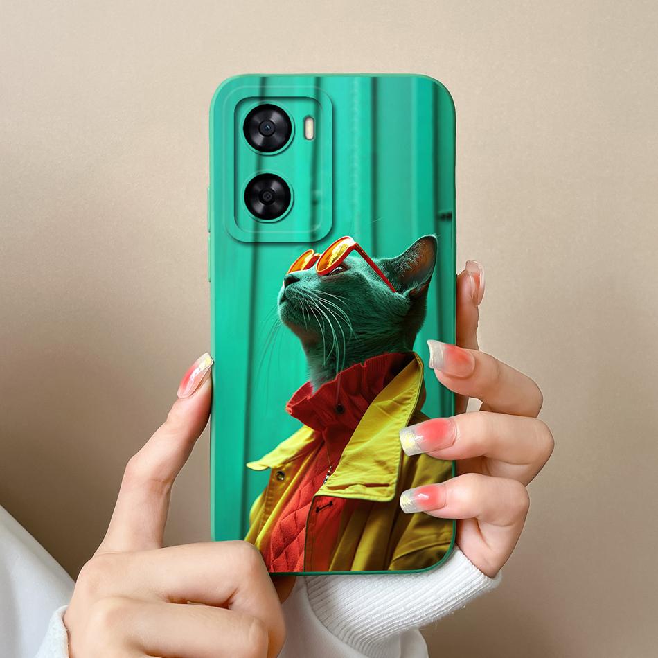 For Oppo A57 A57S A57E Case Cute Cartoon Soft Liquid Silicone Back Cover For Oppo A 57 4G 5G Full Protection Shockproof Bumper