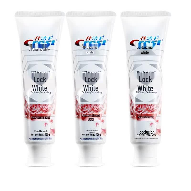 Crest Lock White Rose Mineral Salt Whitening Toothpaste 3-Pack 120g x 3 tubes