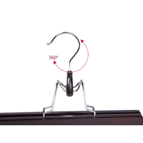 Amber Home Natural Wooden Pants Hangers, 10-Piece Set, Brown, Skirt Hangers, Non-Marking, 360-Degree Rotating, Rust-Resistant Hooks, Shape-Retaining,