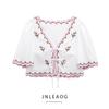 Jnleaog Autumn New Women's Clothing Fashion Style Stylish Florals Embroider Poplin Tops 1281793
