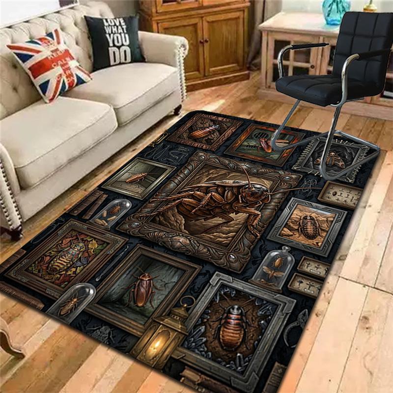 Insect Taxidermy Collection Pattern Rug Floor Mat for Living Room or Bedroom Soft and Comfortable Carpet a Gift for Birthday and Holiday.
