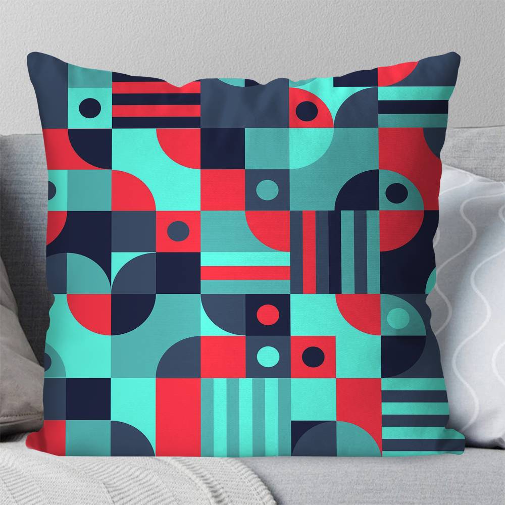 PDF Abstract Geometric Pattern Pillow Case Fashion Square Pillowcase Bedroom Sofa Room Ins Decoration Leisure 40x40cm