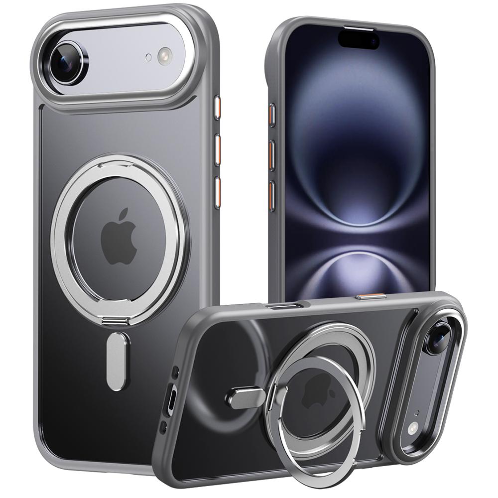 For iPhone 17 Air Case Compatible with MagSafe TPU+Acrylic+Metal Kickstand Matte Phone Cover