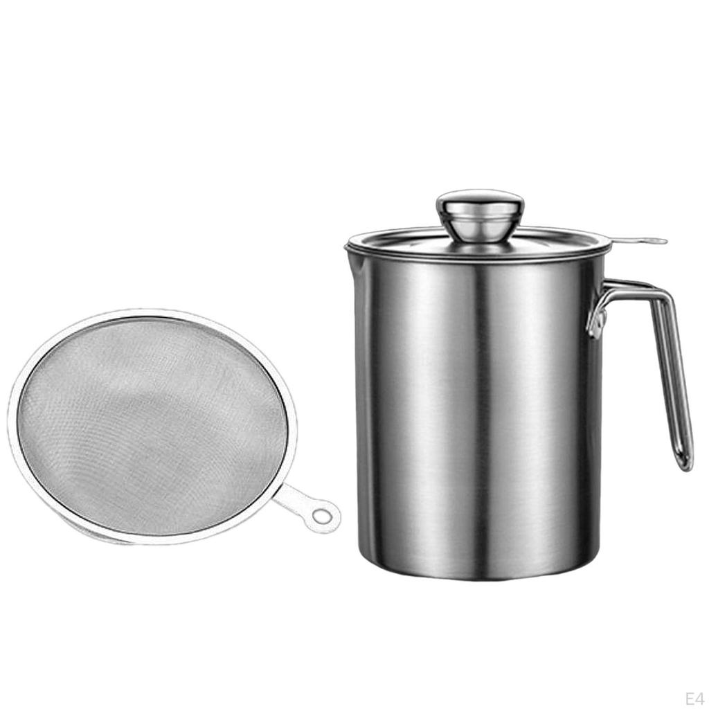 Oil Strainer Keeper Multipurpose Can with Dustproof Lid Kitchen Tool