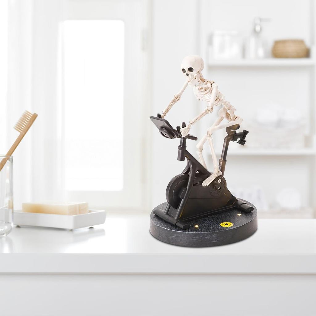 Halloween Resin Statues Skeleton Riding Bike Figurines Halloween Skeleton Decorations Desktop Ornament Festival Home Decor