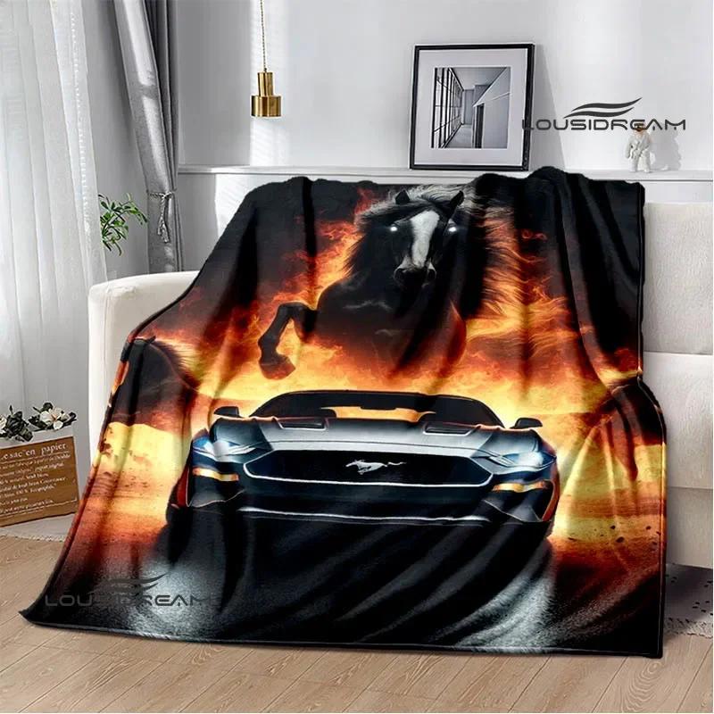 Manta Impresa con Logo de Coche M-Mustang 3D Manta Cálida de Franela Manta Suave y Cómoda Ropa de Cama Cubre Cama Regalo de Cumpleaños