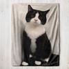 Four season universal soft flannel blanket - black and white cat pattern comfortable cover blanket sofa camping trip