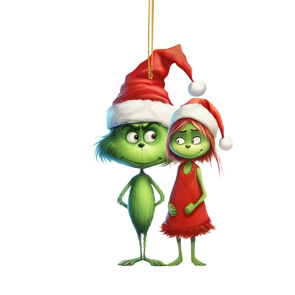 Cartoon Acrylic Green Pendant Holiday Tree Pendant Car Accessory Pendant Indoor And Outdoor Decoration