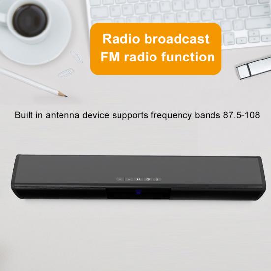BS-28A Tragbarer Bluetooth-kompatibler Stereo-Lautsprecher UKW-Radio TF-Karte Heimkino-Soundbar