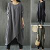 Vestido de mujer, Jersey holgado de Color liso, vestido suave Vintage, dobladillo Irregular, vestido de verano cómodo de talla grande, ropa femenina