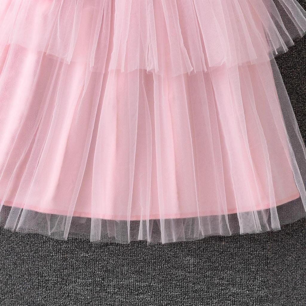 Mädchen Rosa Jacquard Cardigan & Schleifenkragen Kleid Zweiteiliges Herbst-Set