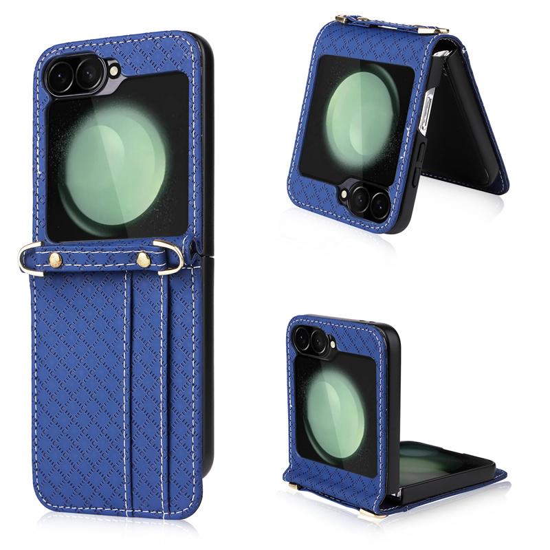 Elmas dokulu cüzdan, telefon kartı kılıfı ve Galaxy Z flip6 flip 5 flip 5 flip 4 flip 3 için kart yuvalı iş deri kılıf.