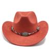 Semišový Upturned Edge Western Cowboy Klobouk Muži a ženy Outdoorový cestovní klobouk Rolled Brim Etnický styl Cylindr Plstěný klobouk