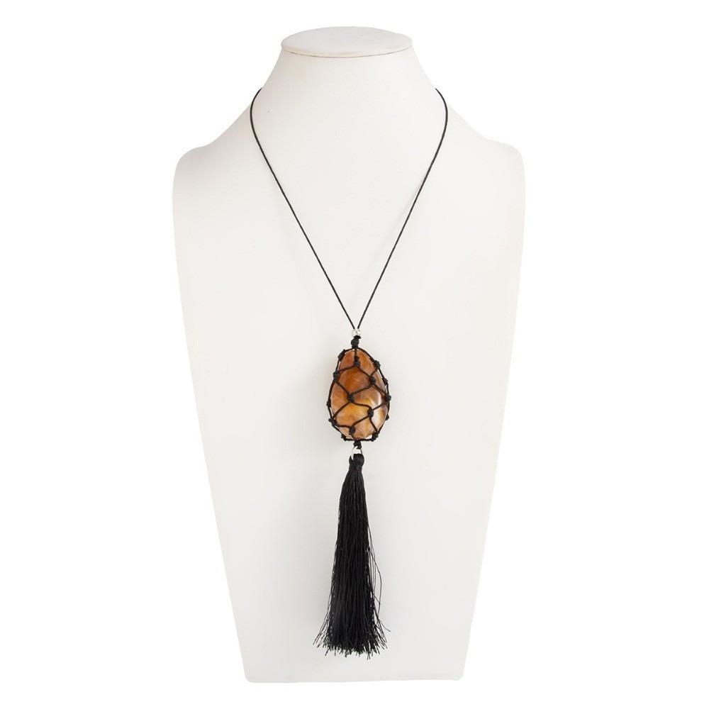 Adjustable Length Pendant Necklace Boho Resin Tassel Waxed Thread Choker Daily Casual Styling