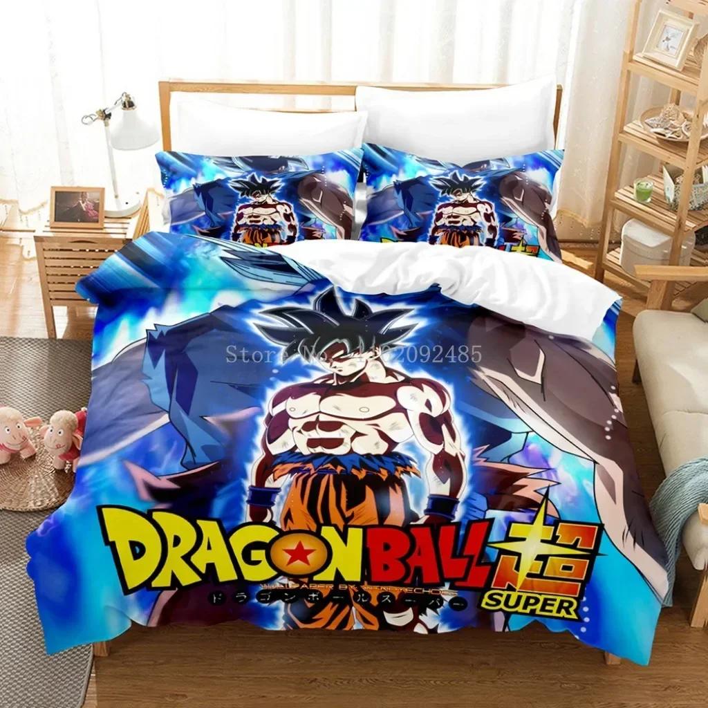 Popular Anime Dragon Ball Super Saiyan Son Goku Duvet Cover Bedding Set Double Twin For Kids Boys Bedclothes Quilt Cover Gi