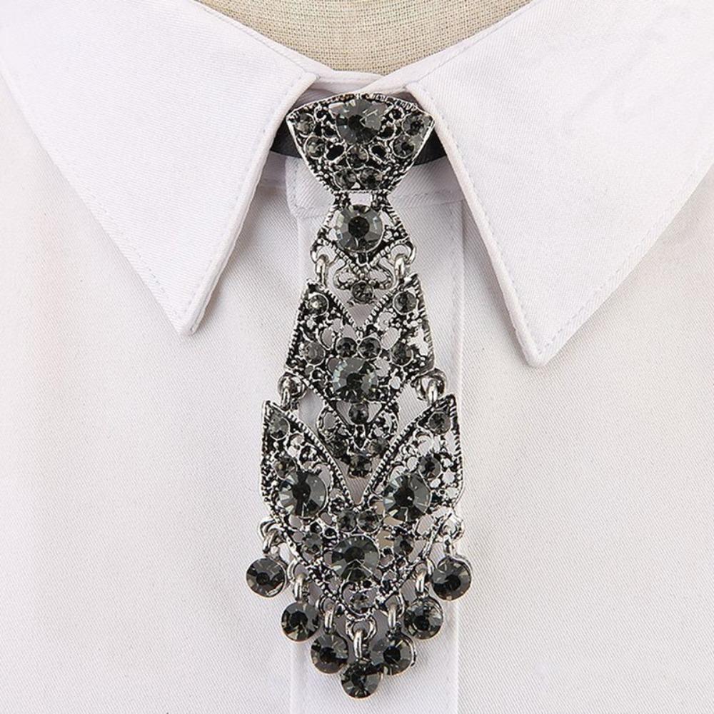

Luxury Rhinestone Necktie Tassel Crystal Necktie Shiny Formal Business Ties Wedding Tie Style3