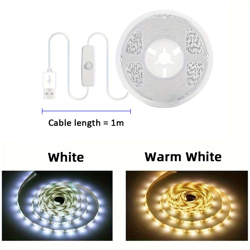 USB LED-Streifenlichter DC 5V 2835 Weiß / Warmweiß LED-Lichter mit EIN/AUS-Schalter für Schlafzimmer, Spiegel, Schrank, Kleiderschrank, TV