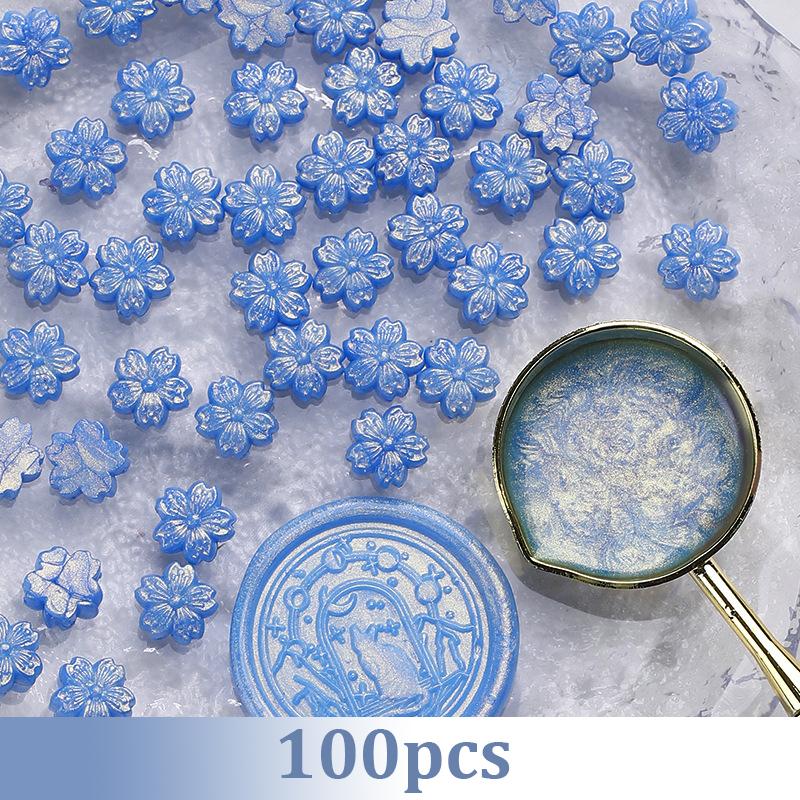 100pcs Aurora Cherry Blossom Fiery Lacquer Wax Pellets, Fiery Lacquer Stamp Sealing Wax Aurora Polarized Gold Sealing Wax