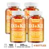Vitamin D3 and K2 Gummies, Containing Natural Coconut Oil, Plant-based Two-in-one Formula, Gentle and Easily Absorbed, Suitable for Adults.