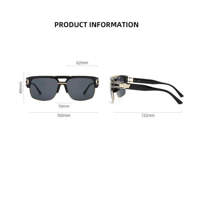 New Fashion Double Beam Men'S Sunglasses Retro Box Anti Uv Driving Metal Glasses Uv400 Outdoor Beach Cycling Sunscreen Goggles