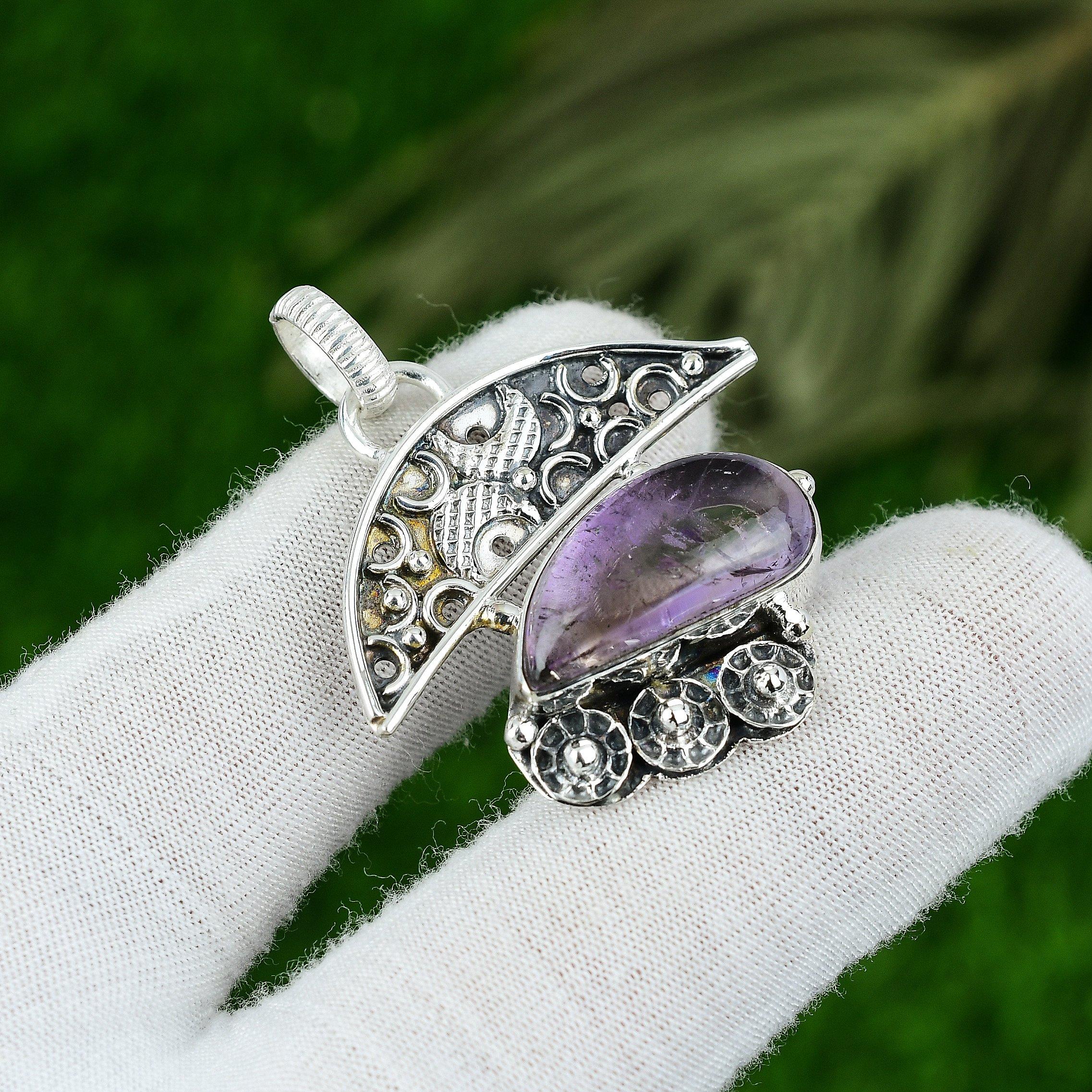 

Подарок для женщин Подвеска Серебро 925 пробы Натуральный камень Звездный аметист