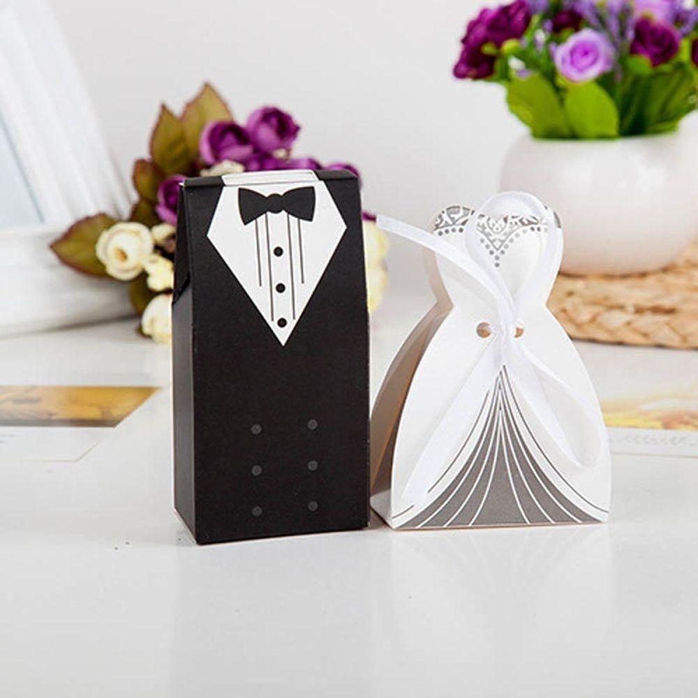 

New Gift Tuxedo Dress Wedding Party Ribbon Candy Boxes Favor Gift Groom Bridal черный белый