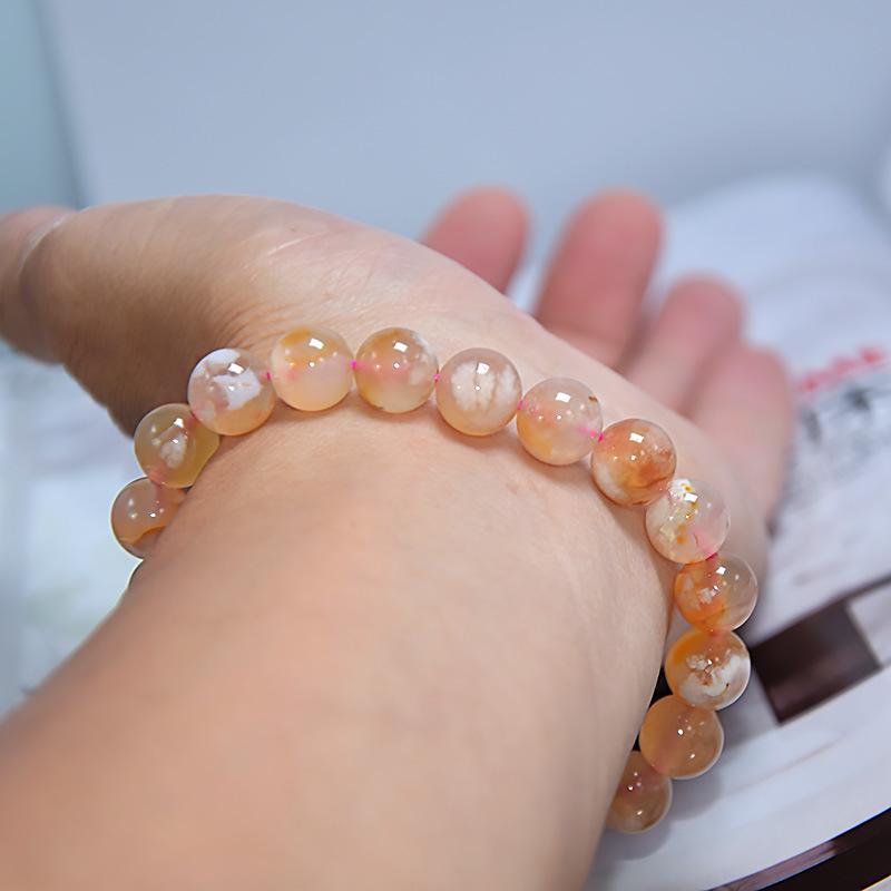 Cherry Blossom Agate Bracelet - Pink Flower Beaded DIY Jewelry, Fashion Versatile.
