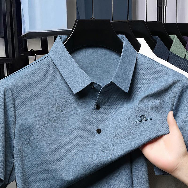 Polo tričko s krátkým rukávem klopa business volné prodyšné ležérní prémiové pánské tričko poloviční rukáv