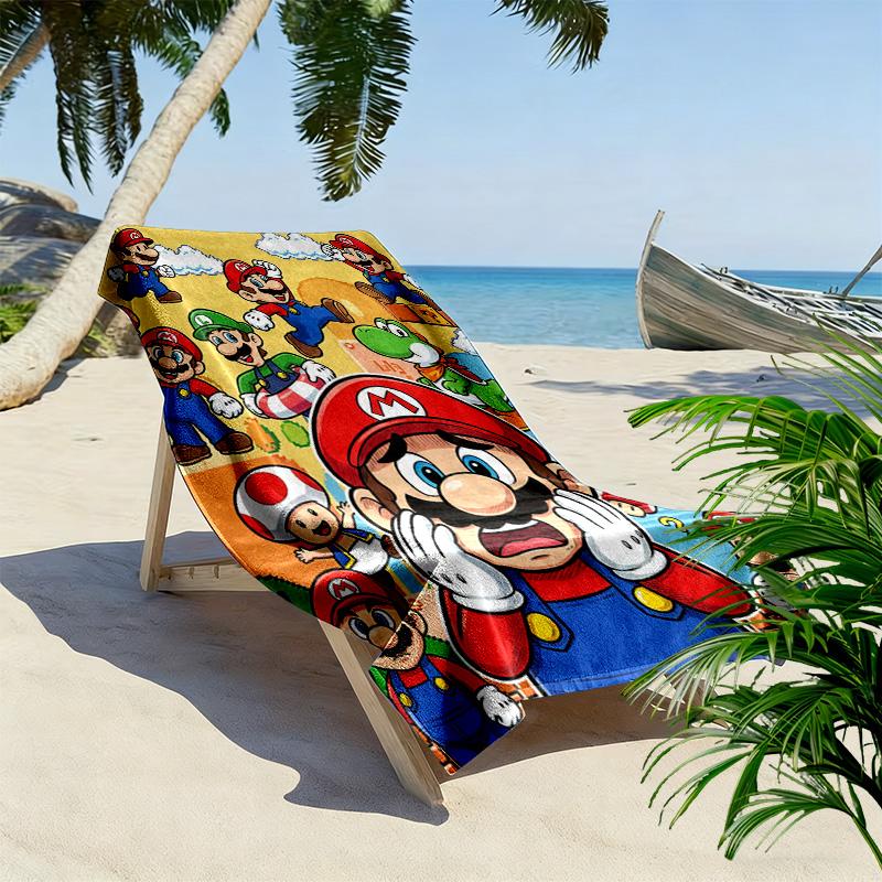 Super Bros Print Beach Towel, Large Soft Quick Dry Towel for Beach Camping Swimming