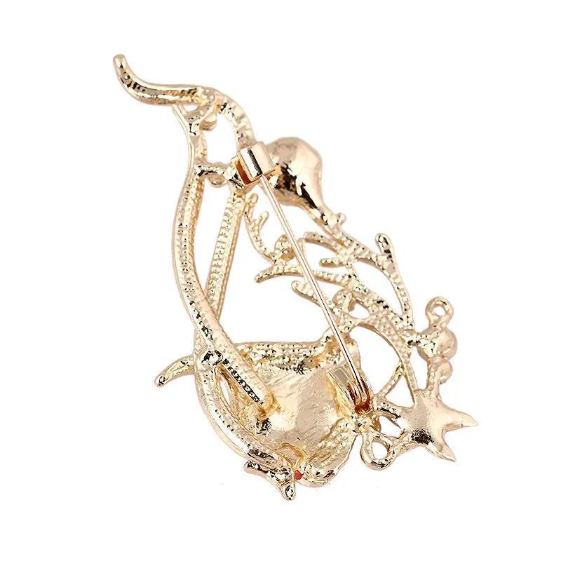 Mode Tropenfisch Exquisite Abzeichen Schnalle Elegant Kristall Emaille Meer