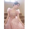 Pink Evening Dress Women's 1011 New Banquet Temperament Light Luxury Niche Style French Fairy Coming-of-age Ceremony Art Test Skirt