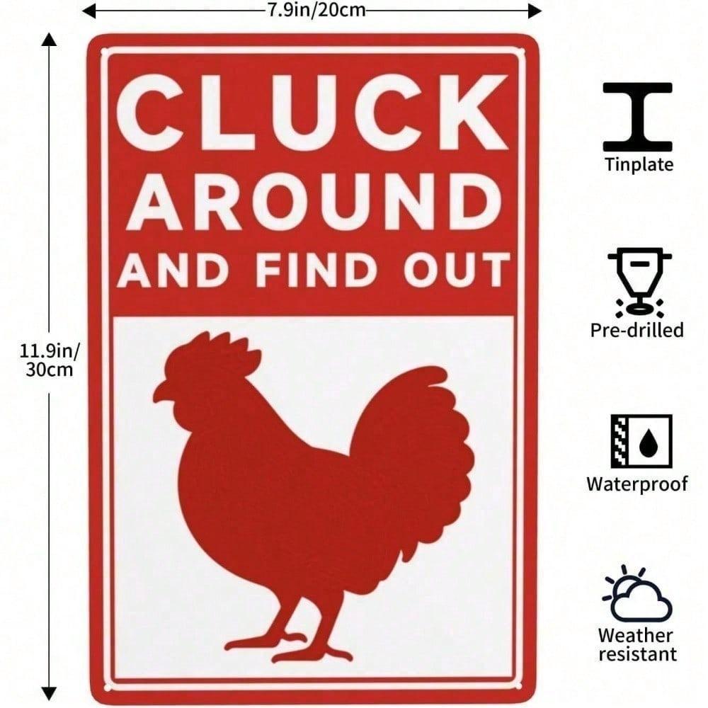 Funny Cluck Around And Find Out 8 Inch Retro Farmhouse Metal Tin Sign Rustic Wall Decor For Home Kitchen Garden Outdoor