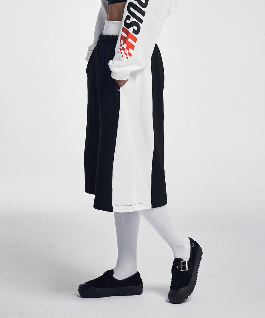 CRUSHST Fake Leggings Wide Bermuda Shorts Black And White