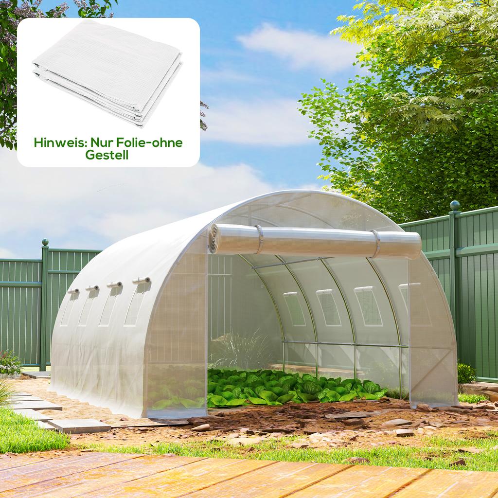 Replacement Greenhouse Cover, Weather-Resistant, 400 Cm X 300 Cm X 200 Cm, Transparent, White