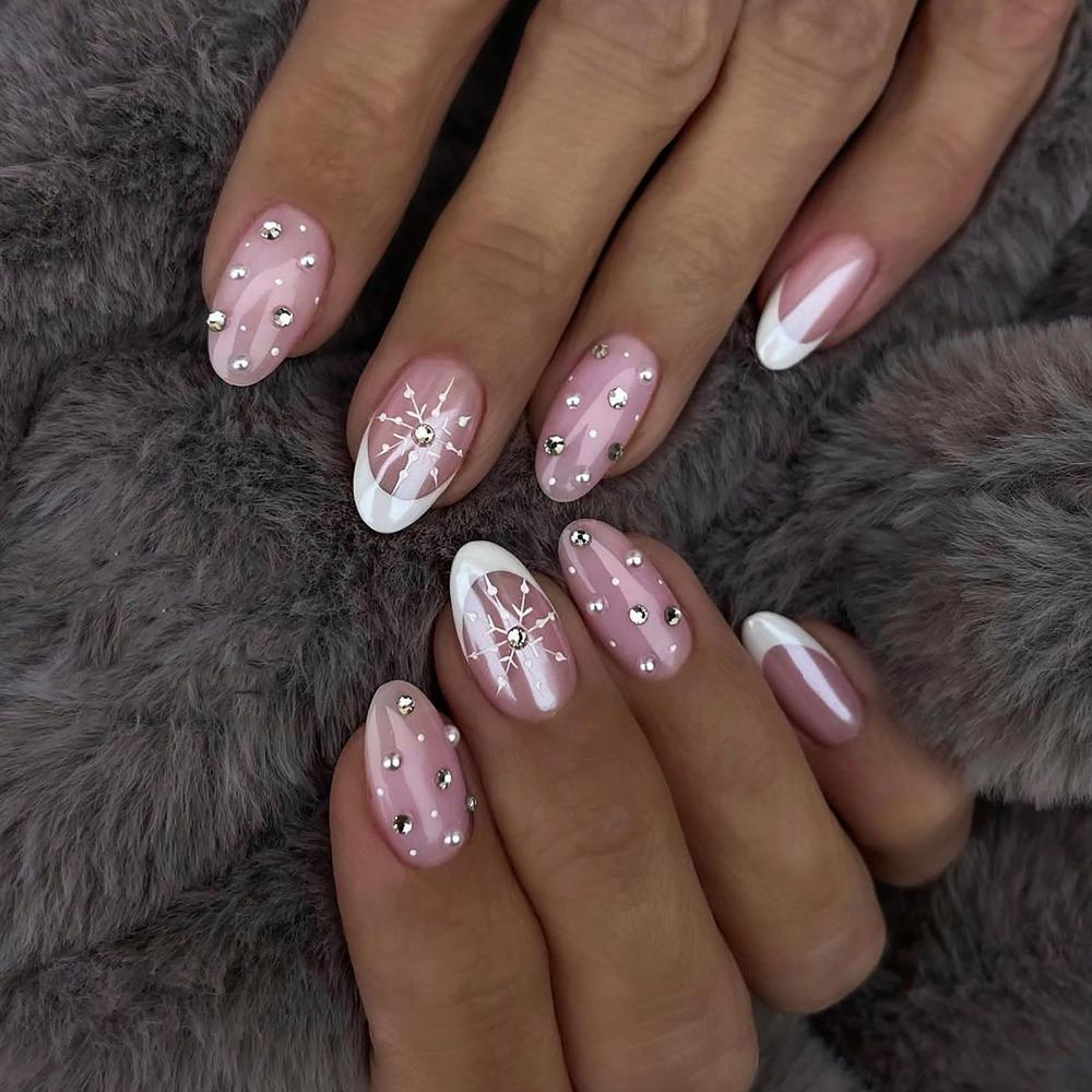 24/30PCS Simple Gold Colors Flower French False Nail Irregular Sun Moon Full Cover Fake Nails DIY Manicure Detachable Nail Tips