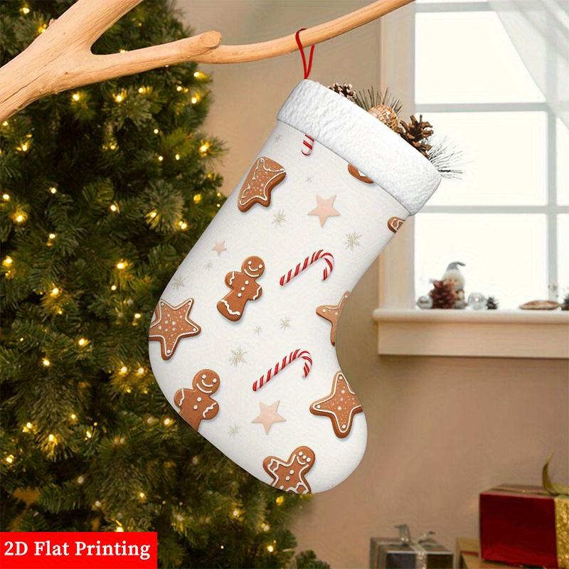 Christmas decoration fireplace hanging stocking2D Flat, Festive Christmas Stocking with Gingerbread Cookie & C